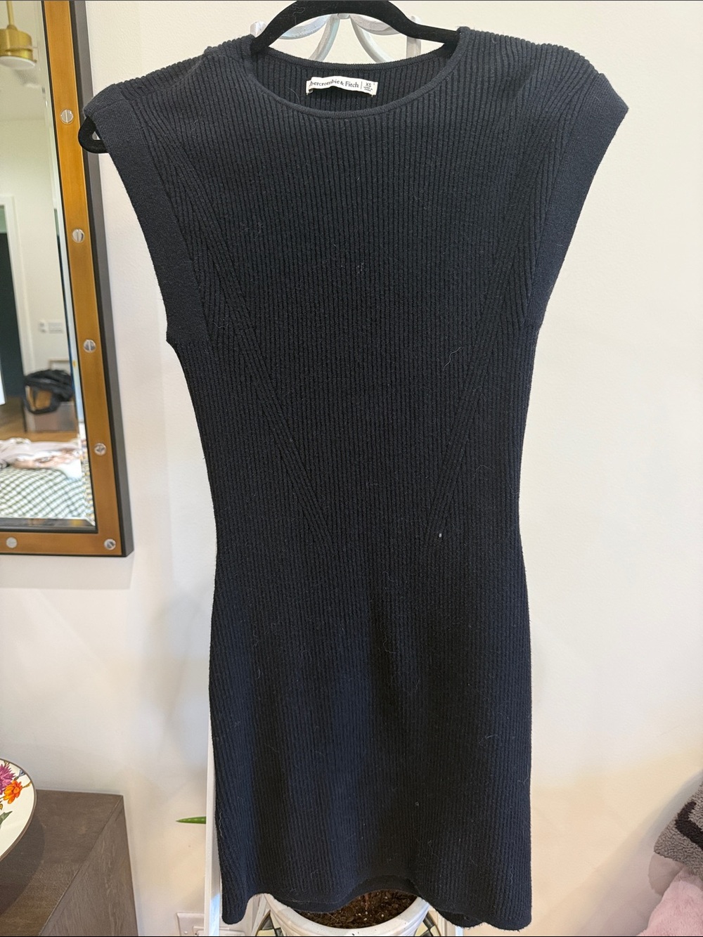 Abercrombie & Fitch Black Ribbed Knit Mini Dress